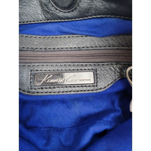 KENNETH Cole Leather Off The Cuff Satchel Bag Grey Pewter - Picture 10 of 11